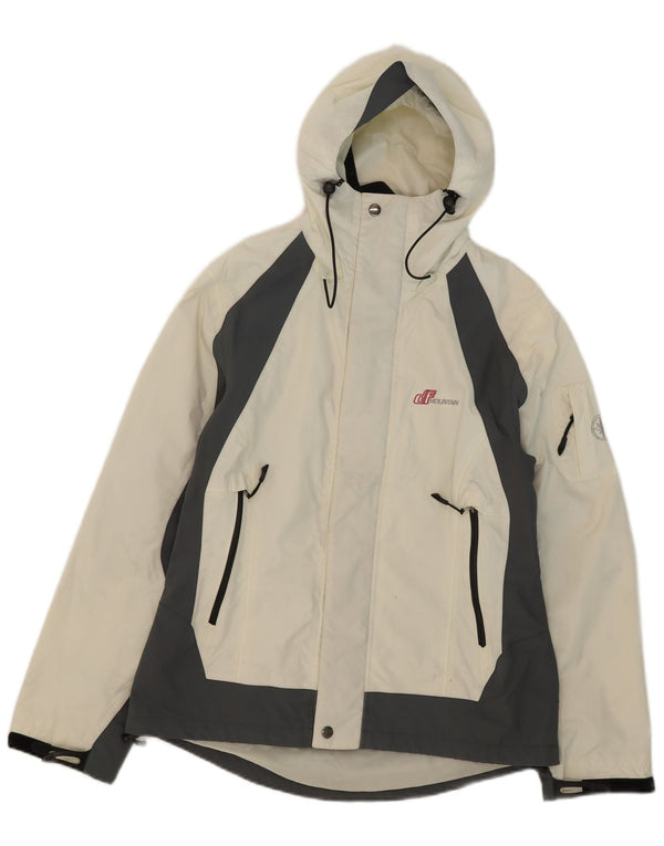 Jaqueta de chuva com capuz masculina vintage UK 40 grande poliamida colorblock branca