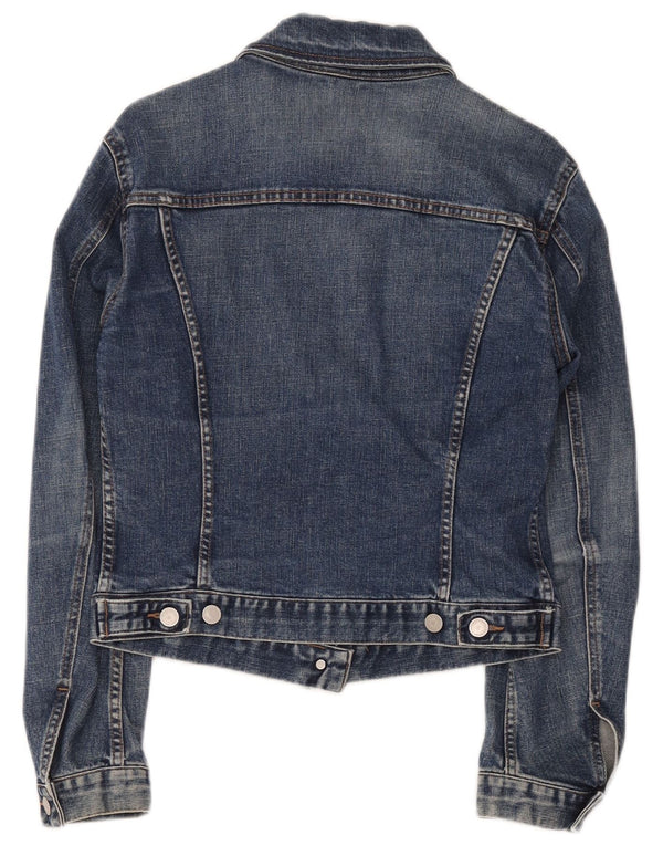 Jaqueta jeans feminina Benetton UK 12 algodão azul médio