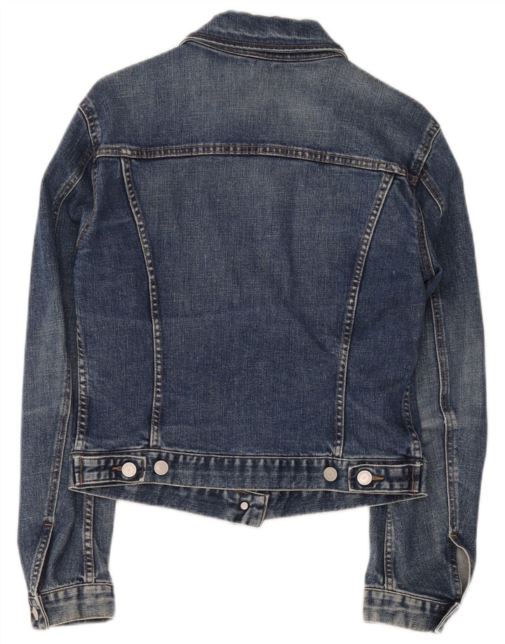 Jaqueta jeans feminina Benetton UK 12 algodão azul médio