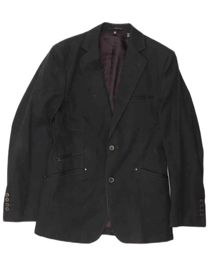 Jaqueta blazer masculina Zara com 2 botões IT 48 algodão azul marinho médio