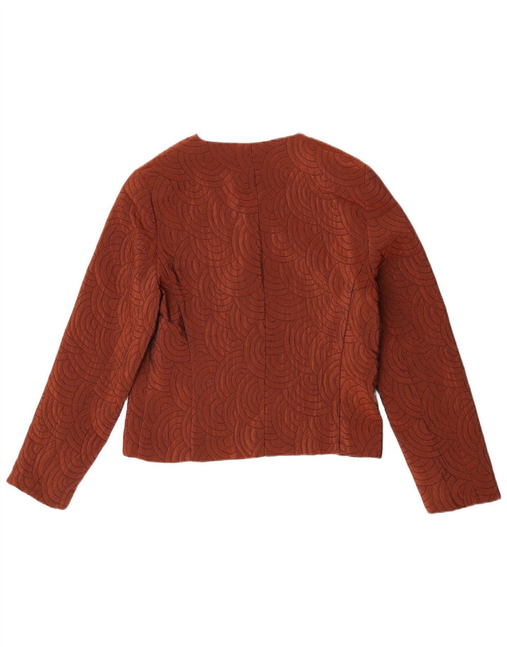 Jaqueta Blazer Feminina Vintage com 3 Botões Reino Unido 14 Acetato Geométrico Marrom Médio