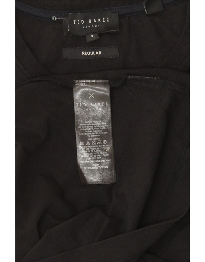 Camiseta masculina regular Ted Baker tamanho superior 3 algodão preto médio