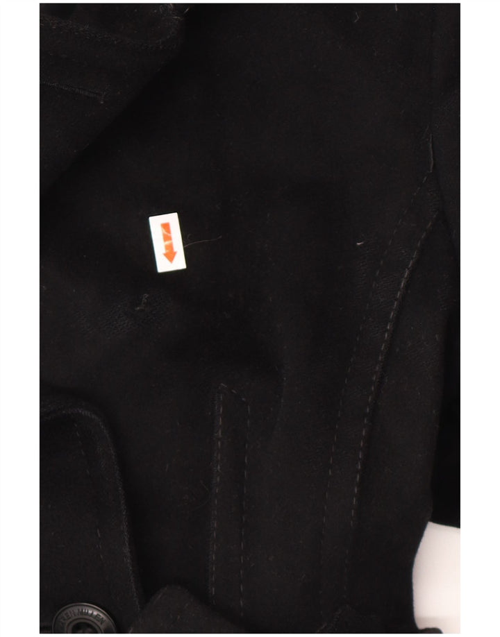KAREN MILLEN Trench Coat feminino UK 8 pequeno lã preta