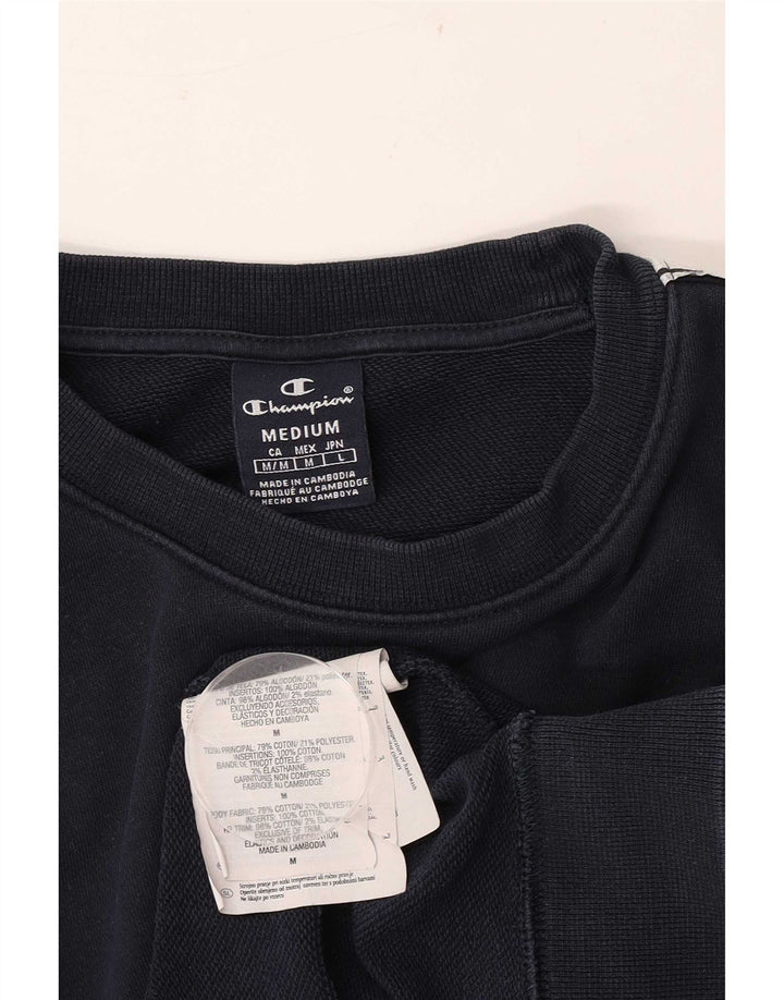 Champion moletom gráfico masculino jumper médio azul marinho algodão colorblock