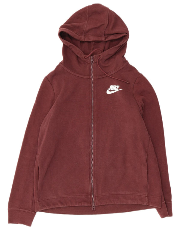 Suéter Nike feminino com capuz e zíper gráfico UK 14 médio marrom algodão