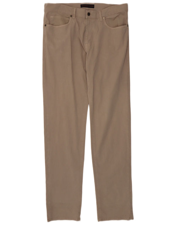 Trussardi Calça masculina reta casual W37 L35 algodão bege