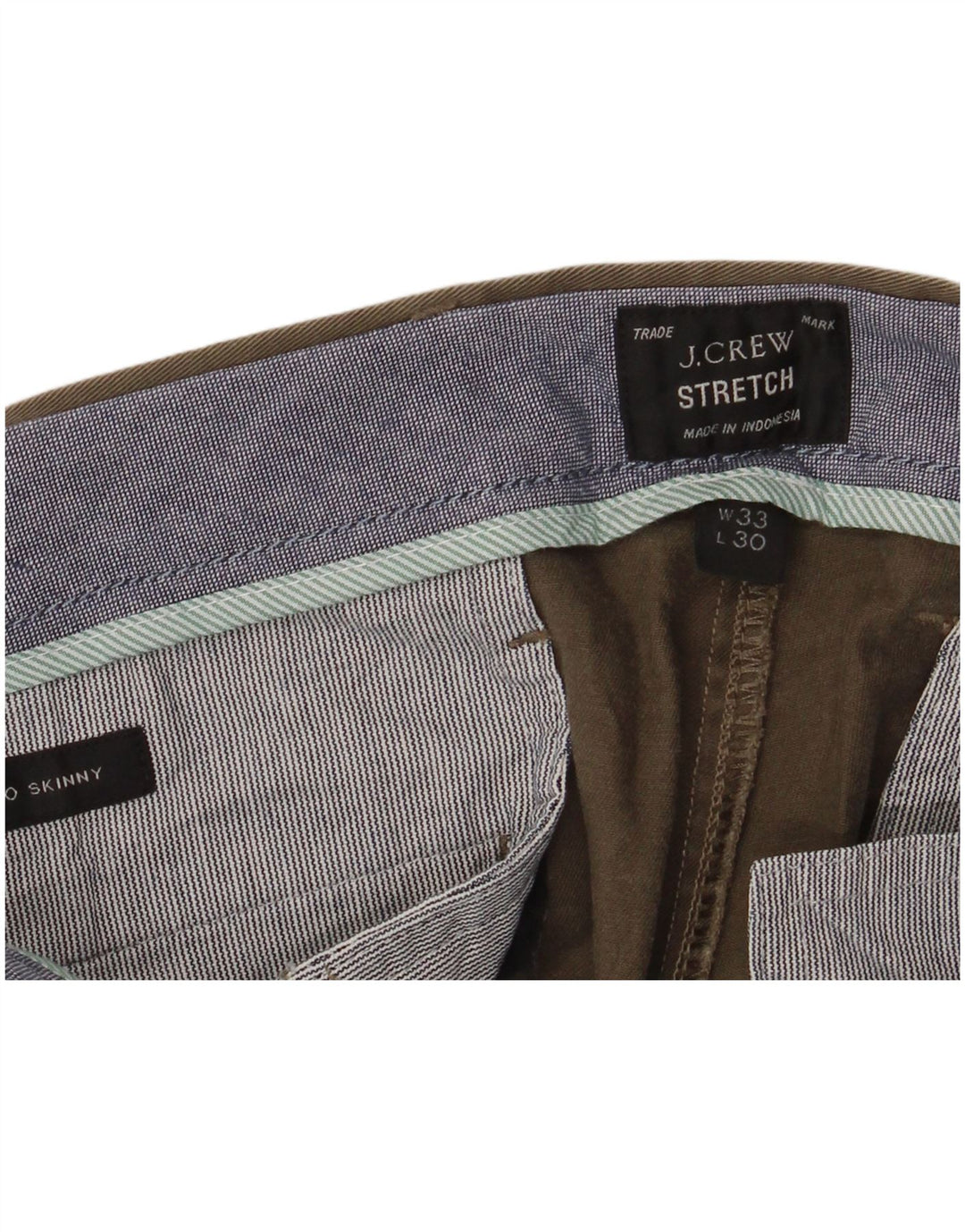 J. CREW Calça Chino Masculina Slim W33 L30 Algodão Cáqui