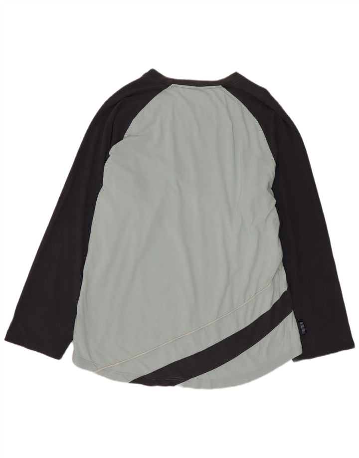 ADIDAS Mens Top Manga Longa Grande Azul Colourblock Algodão