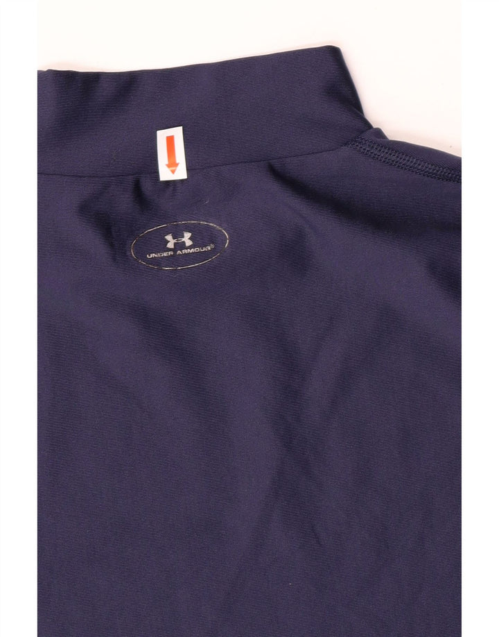 UNDER ARMOUR Mens Compression Top Long Sleeve Medium Navy Blue Polyester