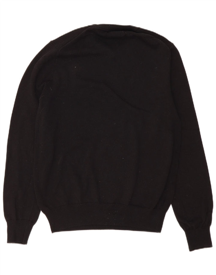 Suéter masculino Marks & Spencer com gola redonda, algodão preto médio