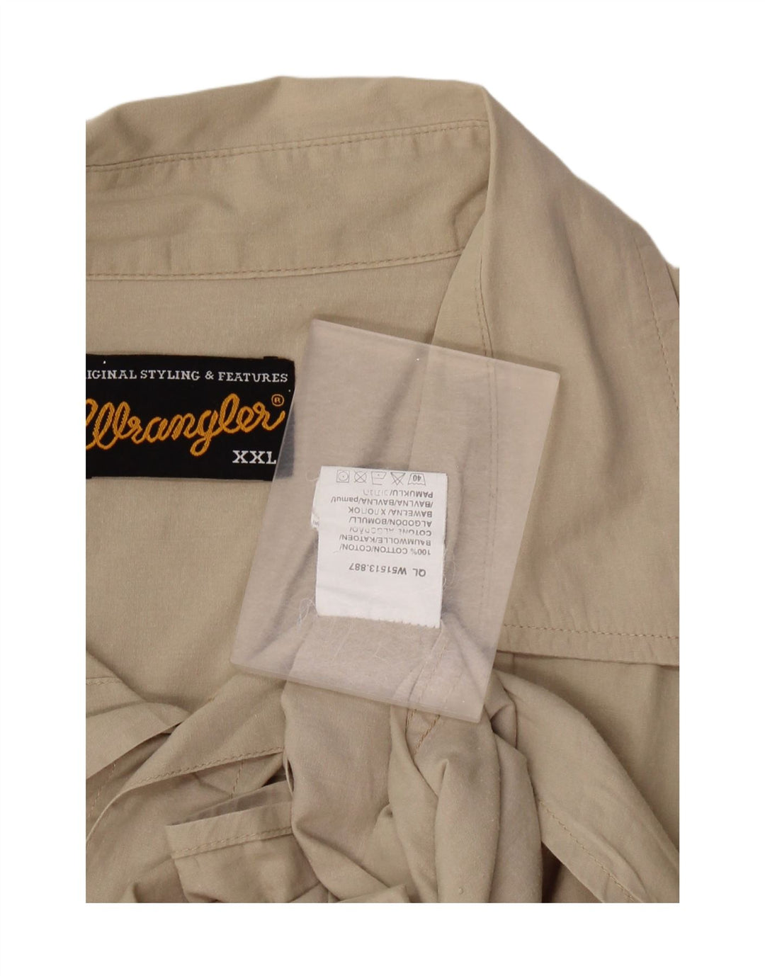 Camisa masculina de manga curta WRANGLER 2XL algodão bege