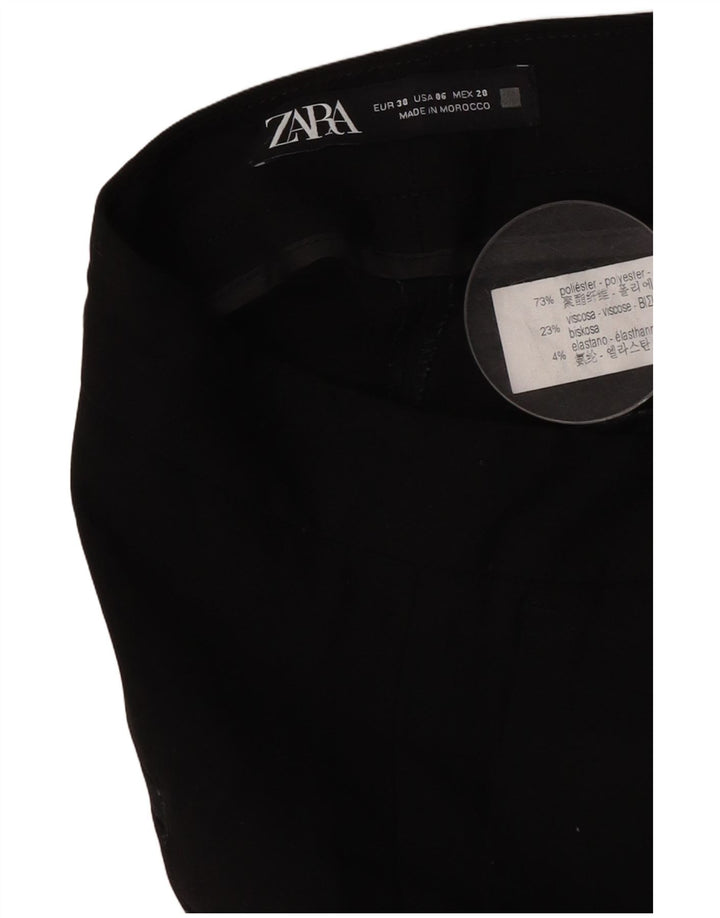 Calça feminina Zara Slim Cropped UE 38 Pequeno W28 L26 Poliéster Preto