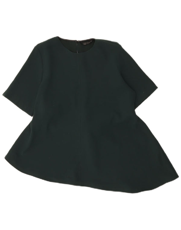 Blusa assimétrica feminina Zara Top UK 16 grande poliéster verde