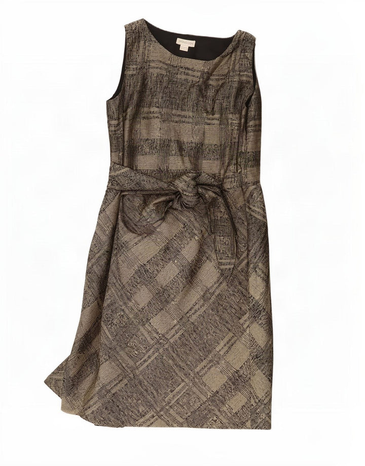 Vestido feminino monsoon sem mangas, tamanho UK 16, grande, xadrez marrom, clássico