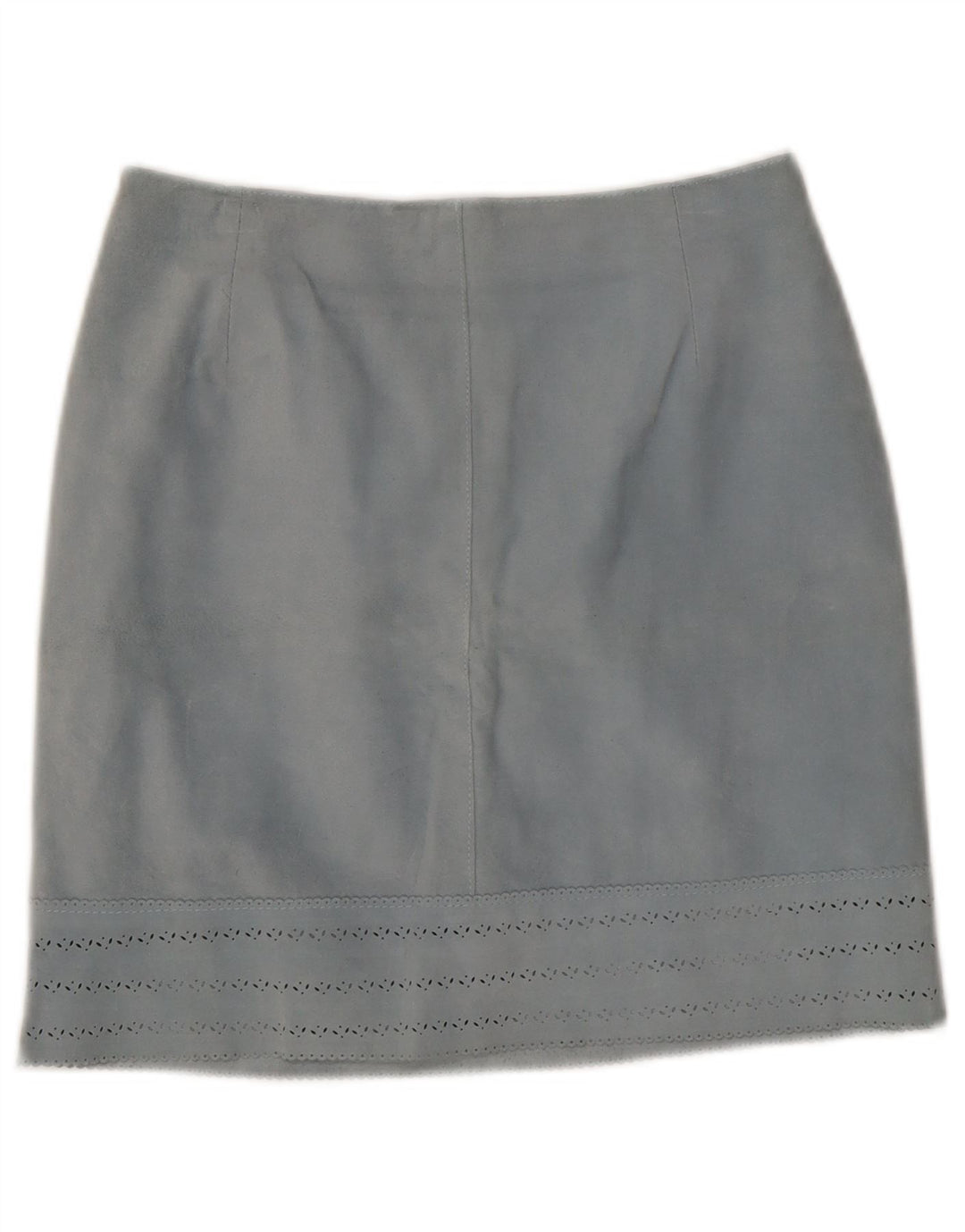 Saia de couro feminina vintage IT 42 médio W27 couro azul