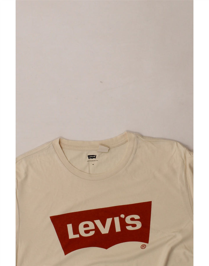 LEVI'S Mens Graphic T-Shirt Top Medium Off White Vintage Levi's and Second-Hand Levi's from Messina Hembry 