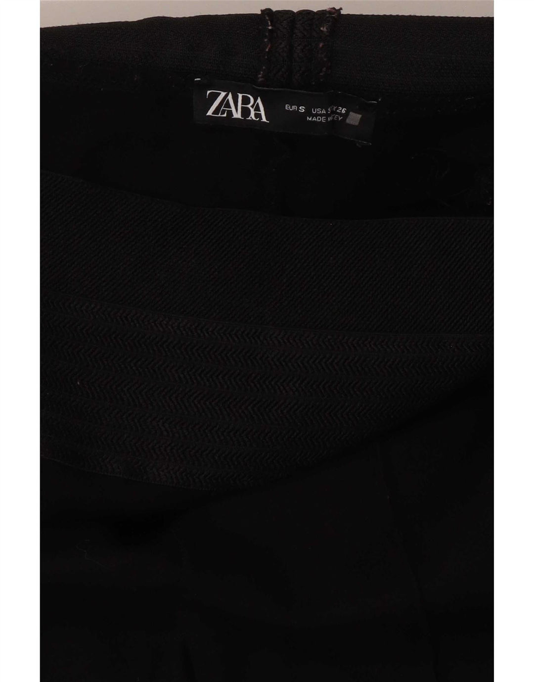 Zara Womens Crop Leggings UK 8 Pequeno Espinha de Peixe Preta