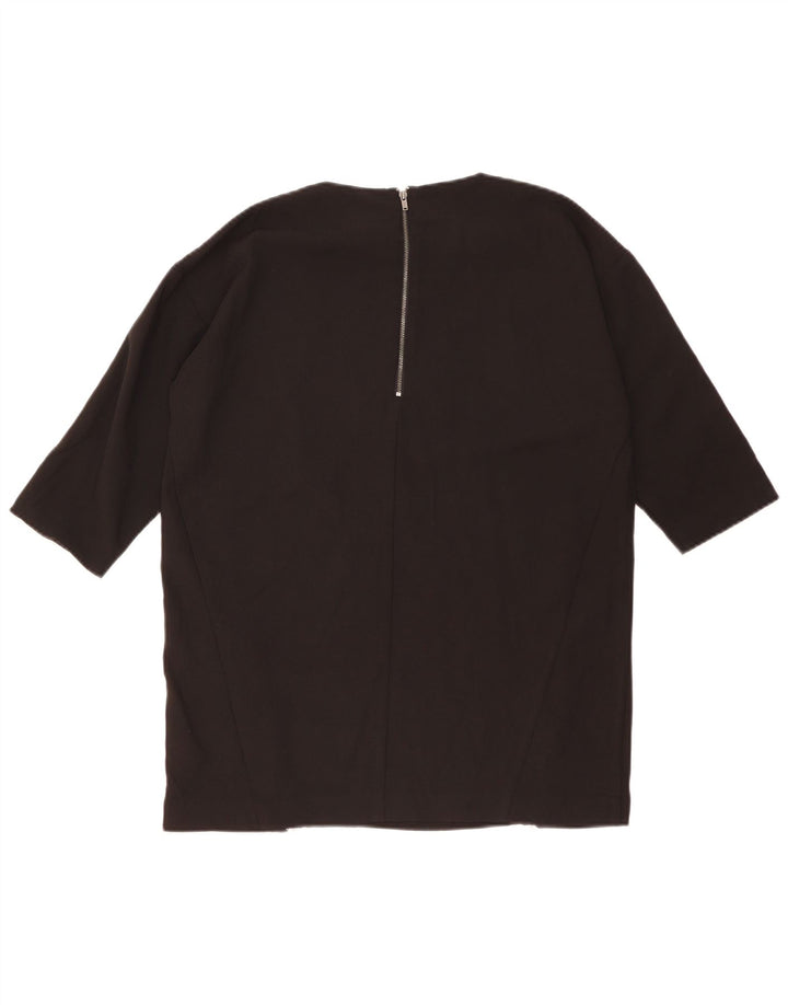 Blusa feminina Oasis manga 3/4 oversized Reino Unido 10 pequena preta poliéster