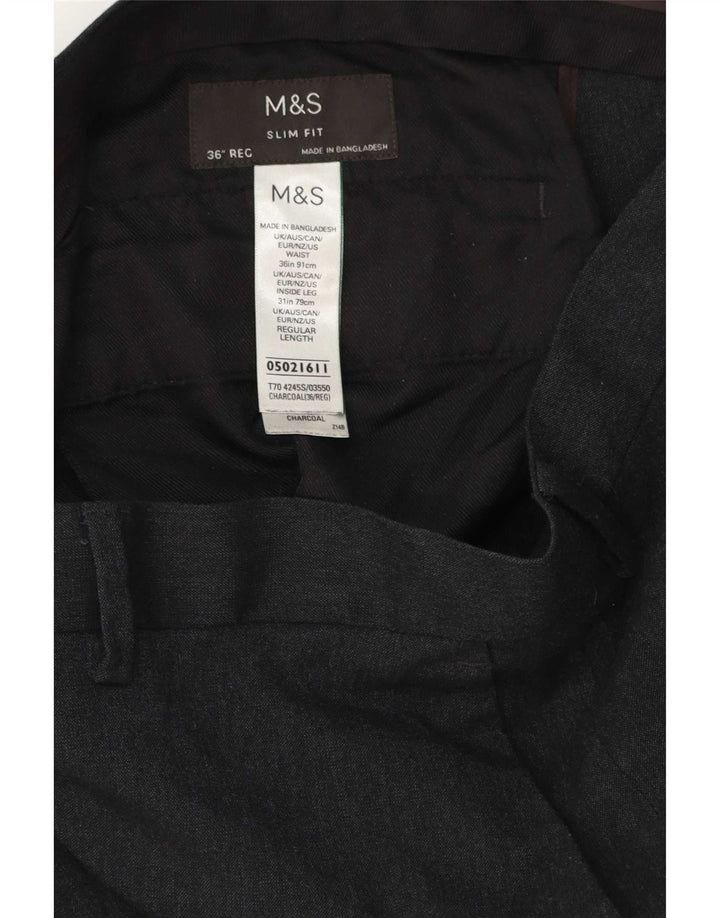 Calça masculina Marks & Spencer Slim Fit W36 L31 Cinza Poliéster