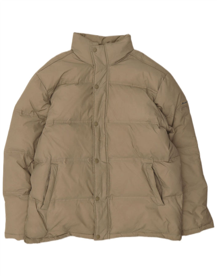 Jaqueta masculina acolchoada com capuz Champion UK 42 XL poliamida bege