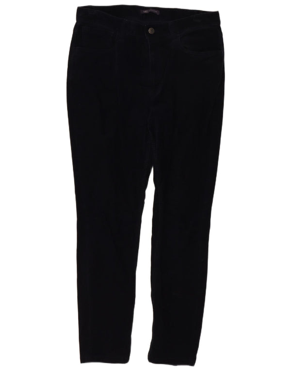 Calça feminina de veludo cotelê Marks & Spencer UK 14 grande W32 L27 azul marinho