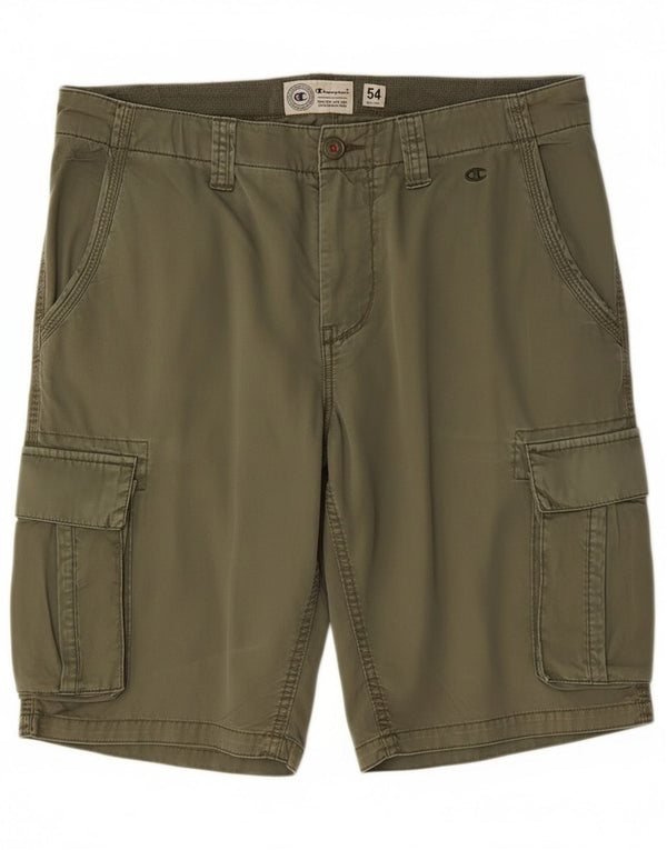 Champion Mens Cargo Shorts IT 54 2XL W38 Khaki Cotton