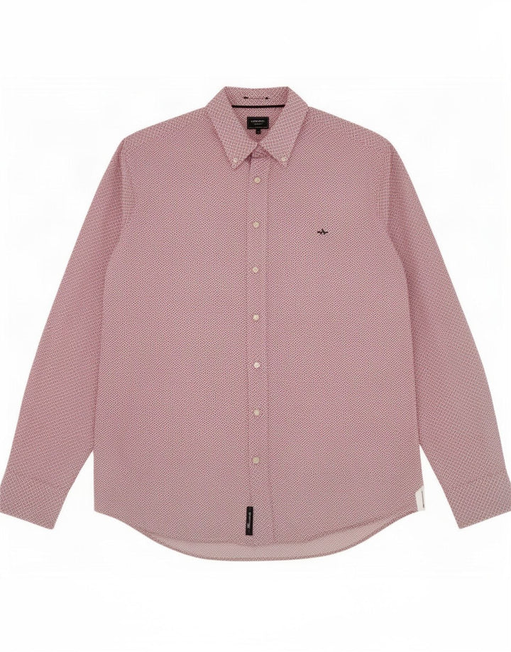 Camisa masculina Arrow tamanho 39 15 1/2 médio vermelho geométrico