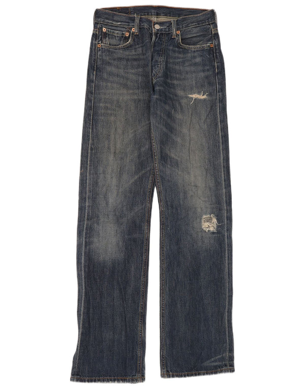 Calça jeans masculina Levi's desgastada com perna larga W29 L34 azul algodão