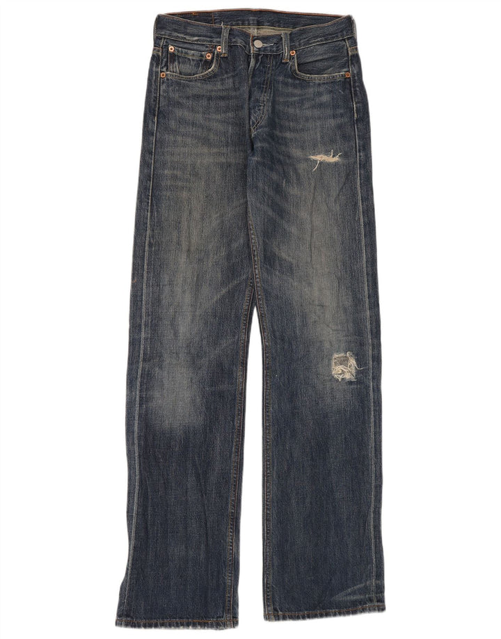 Calça jeans masculina Levi's desgastada com perna larga W29 L34 azul algodão