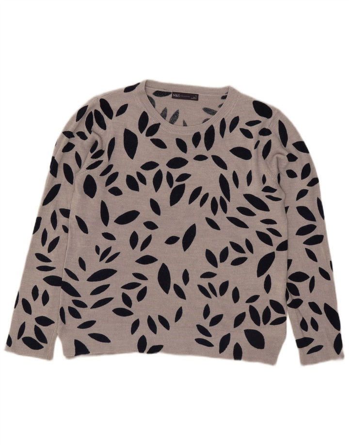 Suéter feminino Marks & Spencer com gola canoa Reino Unido 14 grande cinza