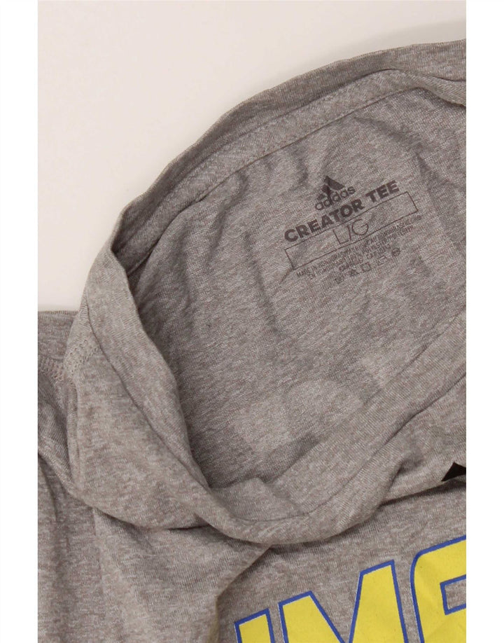 Camiseta Adidas masculina Limestone Saints Graphic Camiseta grande cinza poliéster