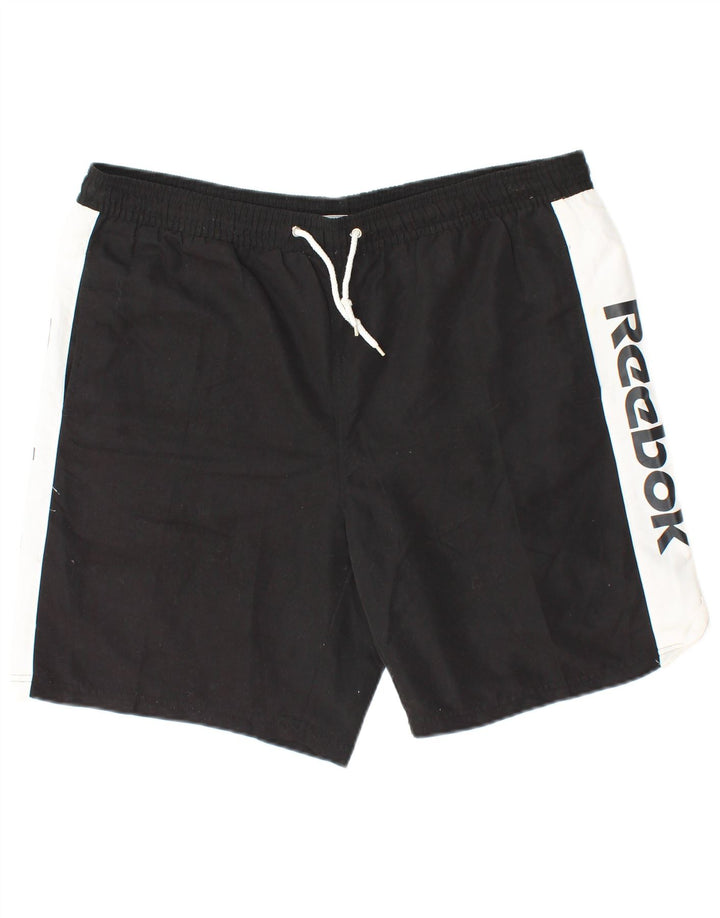 Shorts esportivos gráficos masculinos REEBOK XL preto colorblock poliéster