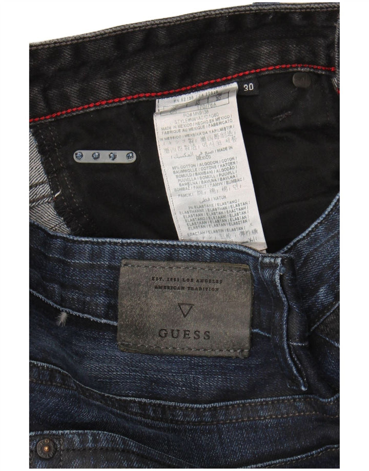 Guess Mens Straight Jeans W30 L32 Azul Marinho Algodão