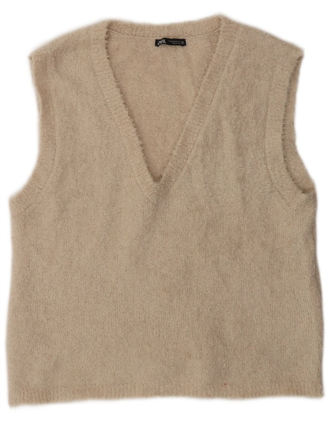 Zara Womens Vest Tank Top UK 14 Médio Bege Poliéster