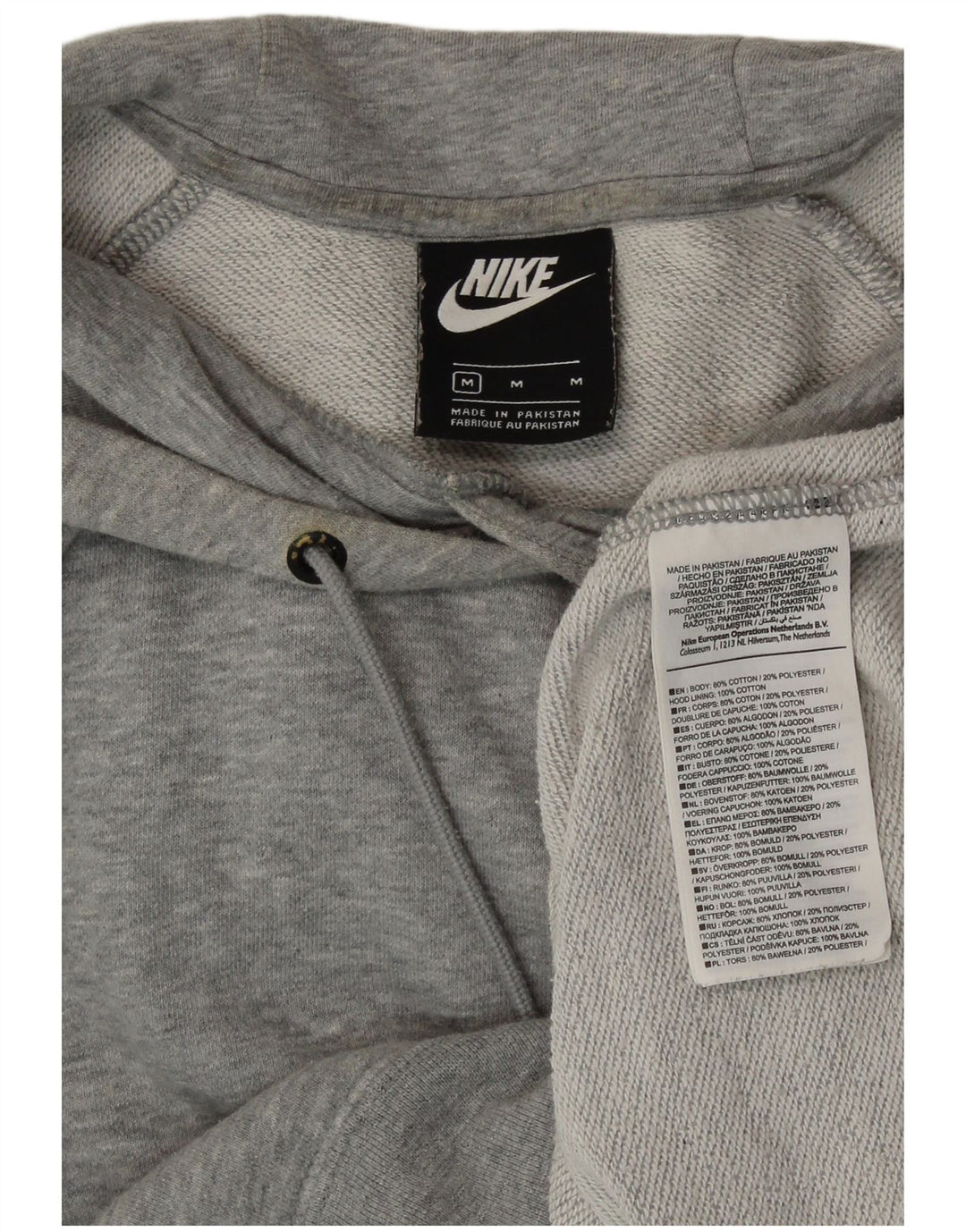 NIKE Womens Hoodie Jumper UK 14 Médio Cinza Algodão