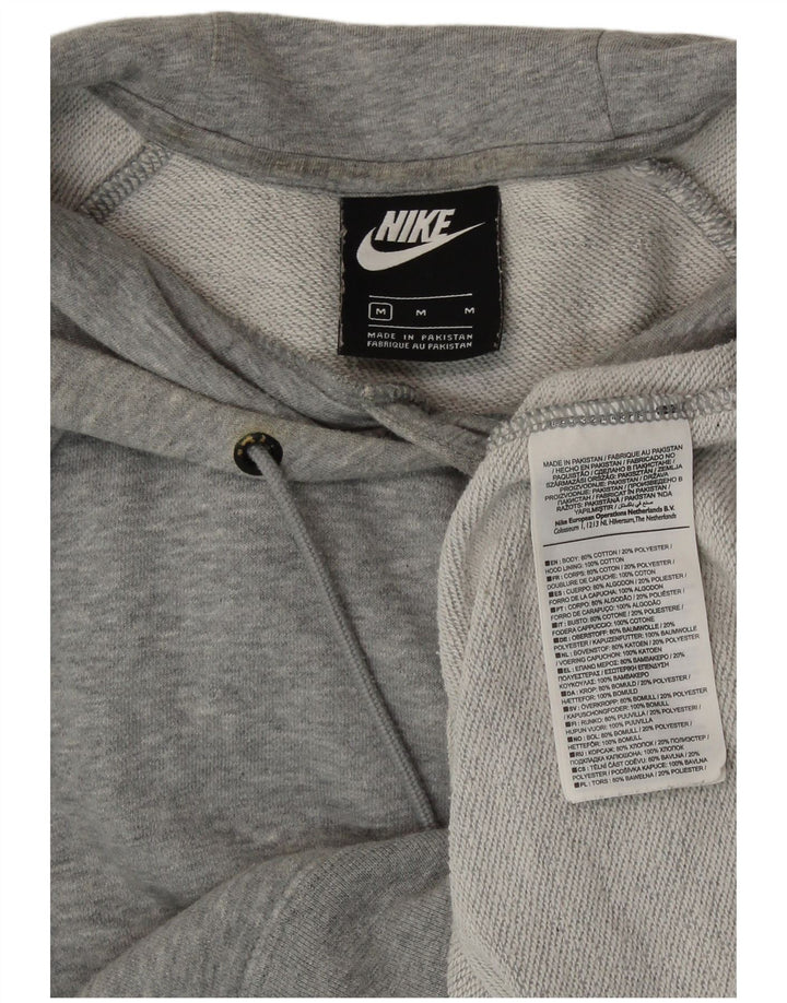 NIKE Womens Hoodie Jumper UK 14 Médio Cinza Algodão