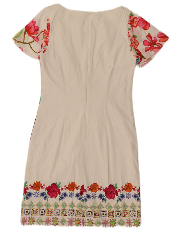 Vestido bainha feminino Desigual UE 36 pequeno algodão floral branco