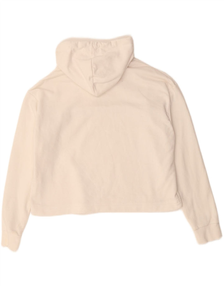 PUMA feminino oversized crop gráfico moletom com capuz Reino Unido 14 médio algodão branco