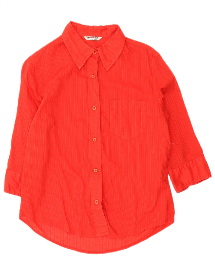 Camisa feminina Woolrich manga 3/4 Reino Unido 14 algodão vermelho médio