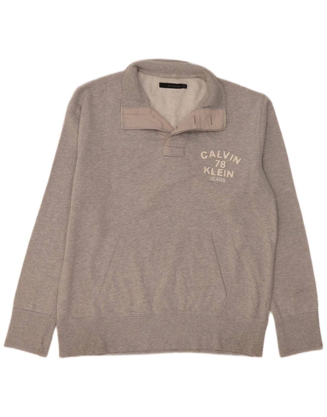 Moletom masculino Calvin Klein Jeans com gola redonda e botão 2XL cinza