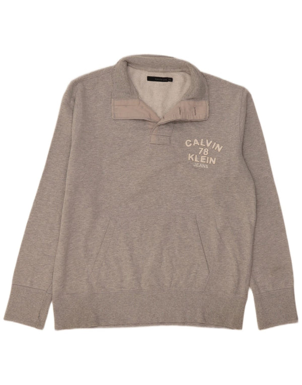 Moletom masculino Calvin Klein Jeans com gola redonda e botão 2XL cinza