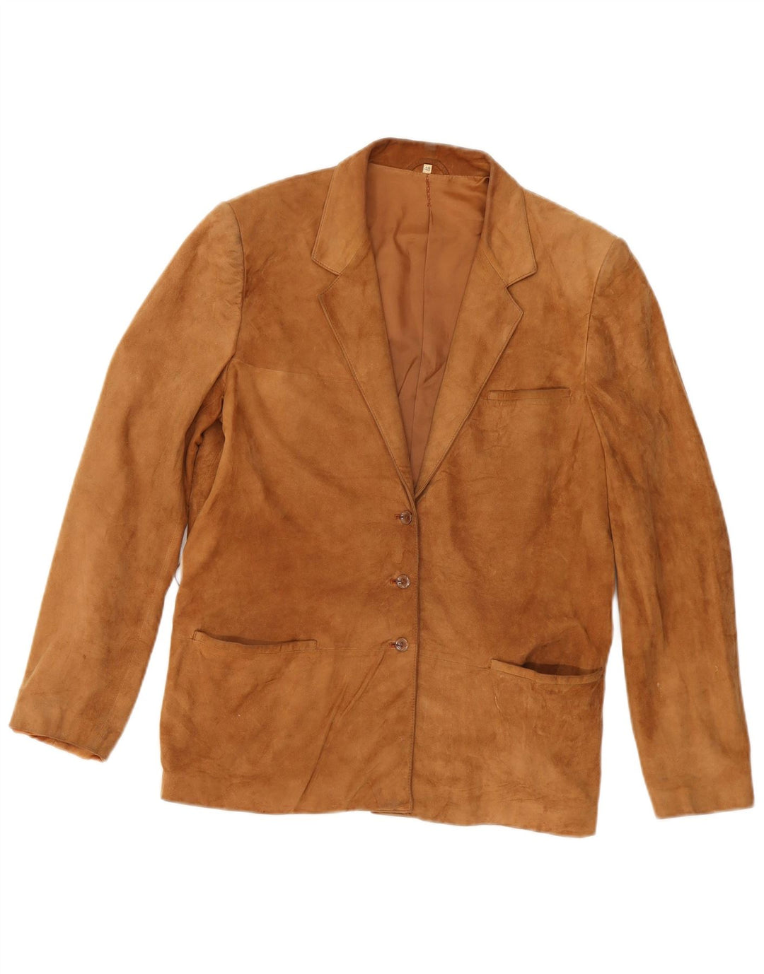 Jaqueta blazer feminina vintage de camurça com 3 botões IT 48 XL couro bege