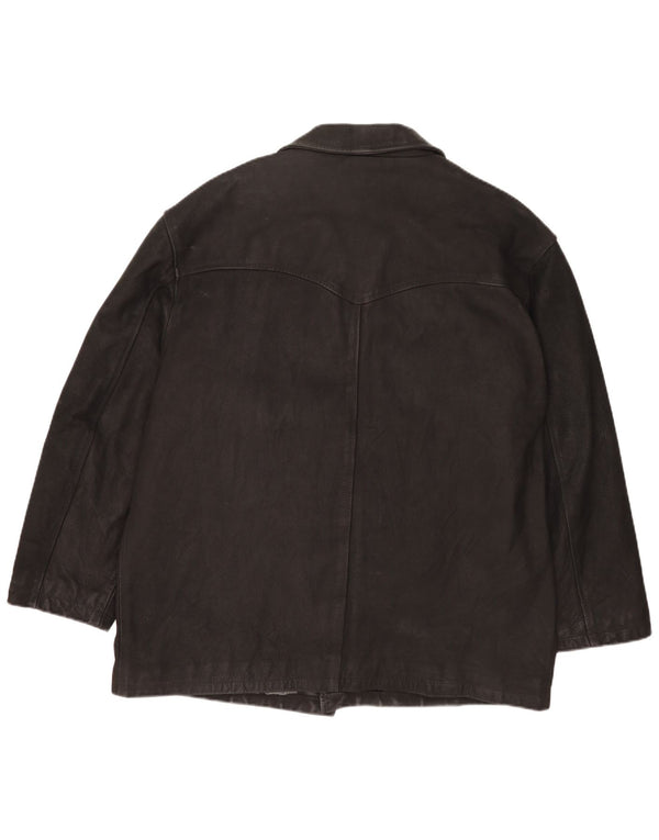 Jaqueta de couro masculina vintage UK 42 XL preta