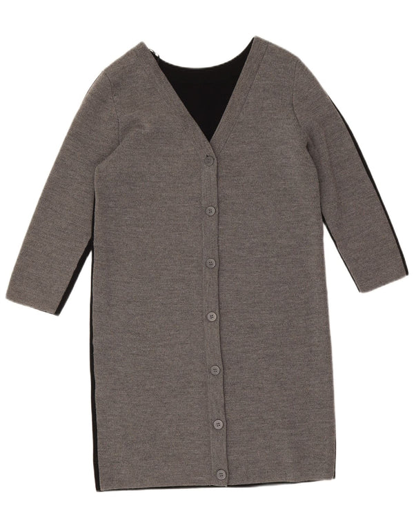 Suéter cardigã feminino Cos manga 3/4 com palangre Reino Unido 6 XS cinza colorblock