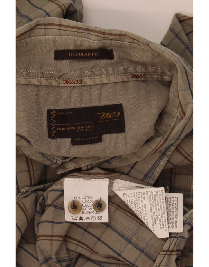 Camisa masculina Marlboro Classics Regular Fit 2XL algodão xadrez cáqui