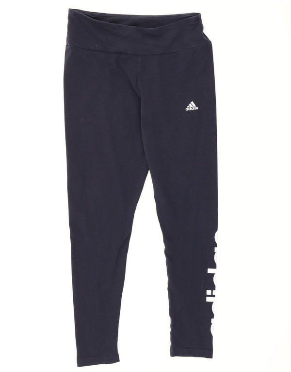 Adidas Womens Tight Fit Graphic Leggings Reino Unido 16/18 Grande Azul Marinho Algodão