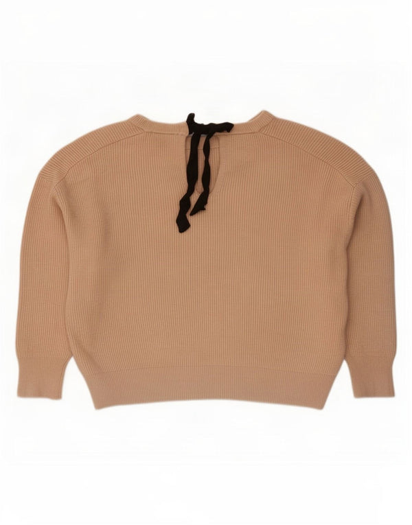 Zara Suéter feminino cropped grande com gola canoa Reino Unido 16 grande bege