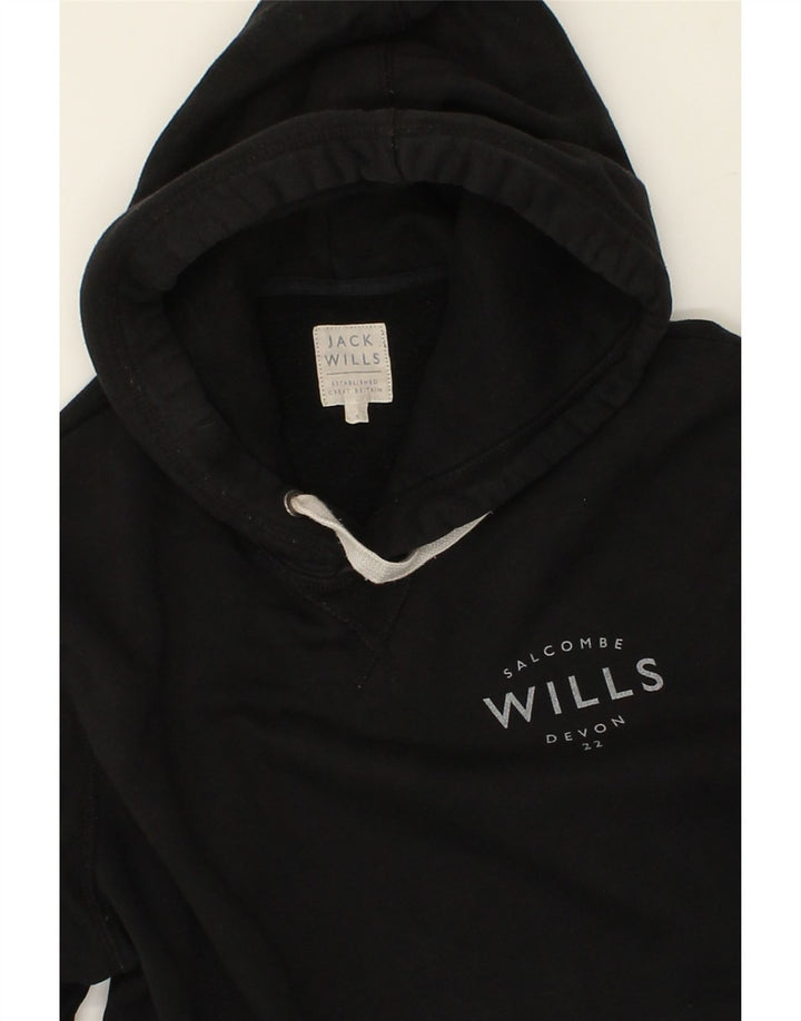 JACK WILLS Mens Hoodie Jumper Small Black Cotton Vintage Jack Wills and Second-Hand Jack Wills from Messina Hembry 