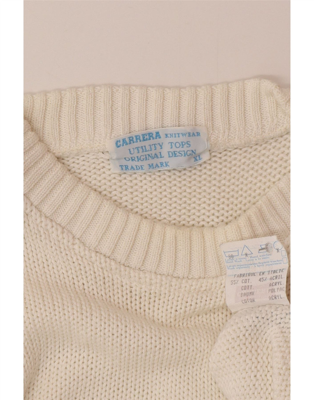 Suéter masculino Carrera com gola redonda XL algodão branco