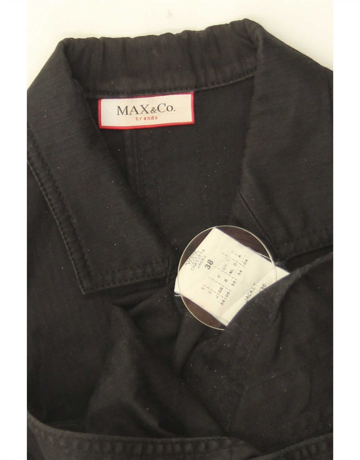 Jaqueta blazer feminina de 2 botões e manga 3/4 da Max & Co. Reino Unido 6 XS algodão preto